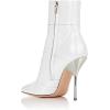 imageFSJ Women Retro Chunky High Heel Ankle Boots Pointed Toe Booties with Side Zipper Winter Shoes Size 415 USWhite Patent