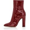 imageFSJ Women Retro Chunky High Heel Ankle Boots Pointed Toe Booties with Side Zipper Winter Shoes Size 415 USWine