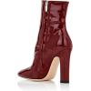 imageFSJ Women Retro Chunky High Heel Ankle Boots Pointed Toe Booties with Side Zipper Winter Shoes Size 415 USWine