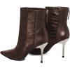 imageFSJ Women Sexy Stiletto High Heels Crocodile Pattern Ankle Boots Beaded Pointed Toe Booties Back Zipper 4 Inch Ladies Winter Banquet Party Evening Shoes Size 415 USBrown