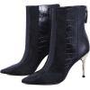 imageFSJ Women Sexy Stiletto High Heels Crocodile Pattern Ankle Boots Beaded Pointed Toe Booties Back Zipper 4 Inch Ladies Winter Banquet Party Evening Shoes Size 415 USBlue