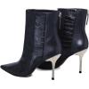 imageFSJ Women Sexy Stiletto High Heels Crocodile Pattern Ankle Boots Beaded Pointed Toe Booties Back Zipper 4 Inch Ladies Winter Banquet Party Evening Shoes Size 415 USBlue