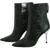 imageFSJ Women Sexy Stiletto High Heels Crocodile Pattern Ankle Boots Beaded Pointed Toe Booties Back Zipper 4 Inch Ladies Winter Banquet Party Evening Shoes Size 415 USGreen
