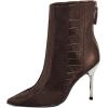imageFSJ Women Sexy Stiletto High Heels Crocodile Pattern Ankle Boots Beaded Pointed Toe Booties Back Zipper 4 Inch Ladies Winter Banquet Party Evening Shoes Size 415 USBrown