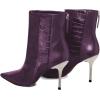 imageFSJ Women Sexy Stiletto High Heels Crocodile Pattern Ankle Boots Beaded Pointed Toe Booties Back Zipper 4 Inch Ladies Winter Banquet Party Evening Shoes Size 415 USPurple