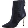 imageFSJ Women Sexy Stiletto High Heels Crocodile Pattern Ankle Boots Beaded Pointed Toe Booties Back Zipper 4 Inch Ladies Winter Banquet Party Evening Shoes Size 415 USBlue