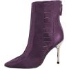 imageFSJ Women Sexy Stiletto High Heels Crocodile Pattern Ankle Boots Beaded Pointed Toe Booties Back Zipper 4 Inch Ladies Winter Banquet Party Evening Shoes Size 415 USPurple