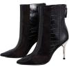 imageFSJ Women Sexy Stiletto High Heels Crocodile Pattern Ankle Boots Beaded Pointed Toe Booties Back Zipper 4 Inch Ladies Winter Banquet Party Evening Shoes Size 415 USBlack