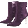 imageFSJ Women Sexy Stiletto High Heels Crocodile Pattern Ankle Boots Beaded Pointed Toe Booties Back Zipper 4 Inch Ladies Winter Banquet Party Evening Shoes Size 415 USPurple