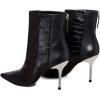 imageFSJ Women Sexy Stiletto High Heels Crocodile Pattern Ankle Boots Beaded Pointed Toe Booties Back Zipper 4 Inch Ladies Winter Banquet Party Evening Shoes Size 415 USBlack