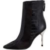 imageFSJ Women Sexy Stiletto High Heels Crocodile Pattern Ankle Boots Beaded Pointed Toe Booties Back Zipper 4 Inch Ladies Winter Banquet Party Evening Shoes Size 415 USBlack