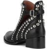 imageFSJ Women Stylish Studded Cutout Closed Pointed Toe Booties Mid Chunky Block Heel Side Strap Ankle Boots Casual Shoes Size 415 USBlack