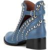 imageFSJ Women Stylish Studded Cutout Closed Pointed Toe Booties Mid Chunky Block Heel Side Strap Ankle Boots Casual Shoes Size 415 USBlue