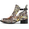 imageFSJ Women Stylish Studded Cutout Closed Pointed Toe Booties Mid Chunky Block Heel Side Strap Ankle Boots Casual Shoes Size 415 USButterfly