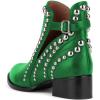imageFSJ Women Stylish Studded Cutout Closed Pointed Toe Booties Mid Chunky Block Heel Side Strap Ankle Boots Casual Shoes Size 415 USGreen