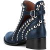imageFSJ Women Stylish Studded Cutout Closed Pointed Toe Booties Mid Chunky Block Heel Side Strap Ankle Boots Casual Shoes Size 415 USNavy