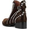 imageFSJ Women Stylish Studded Cutout Closed Pointed Toe Booties Mid Chunky Block Heel Side Strap Ankle Boots Casual Shoes Size 415 USSanddlebrown