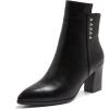 imageFSJ Women Chunky Block Heel Ankle Boots Pointed Toe Studded Rivets Side Zipper Casual Chelsea Western Short Booties Size 415 USBlack