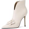imageFSJ Women Elegant Flower Decoration Ankle Boots Pointed Toe Stiletto High Heel Side Zipper Evening Dress Ladies Shoes Size 415 USBeige