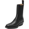 imageFSJ Women Fashion Closed Square Toe Ankle Chelsea Booties Chunky Low Heel Short Boots Winter Date ShoesBlack