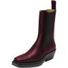 imageFSJ Women Fashion Closed Square Toe Ankle Chelsea Booties Chunky Low Heel Short Boots Winter Date ShoesWine Red