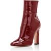 imageFSJ Women Retro Chunky High Heel Ankle Boots Pointed Toe Booties with Side Zipper Winter Shoes Size 415 USWine