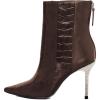 imageFSJ Women Sexy Stiletto High Heels Crocodile Pattern Ankle Boots Beaded Pointed Toe Booties Back Zipper 4 Inch Ladies Winter Banquet Party Evening Shoes Size 415 USBrown