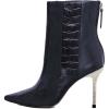 imageFSJ Women Sexy Stiletto High Heels Crocodile Pattern Ankle Boots Beaded Pointed Toe Booties Back Zipper 4 Inch Ladies Winter Banquet Party Evening Shoes Size 415 USBlue