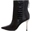 imageFSJ Women Sexy Stiletto High Heels Crocodile Pattern Ankle Boots Beaded Pointed Toe Booties Back Zipper 4 Inch Ladies Winter Banquet Party Evening Shoes Size 415 USBlack