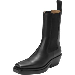 imageFSJ Women Fashion Closed Square Toe Ankle Chelsea Booties Chunky Low Heel Short Boots Winter Date ShoesBlack