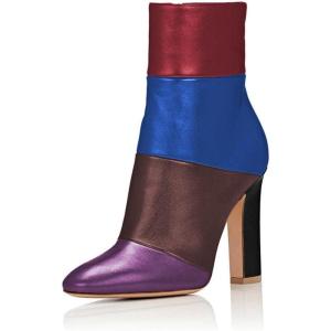 imageFSJ Women Retro Chunky High Heel Ankle Boots Pointed Toe Booties with Side Zipper Winter Shoes Size 415 USMulticolor Red Matte