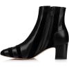 imageFSJ Women Chic Point Toe Mid Block Chunky Heel Patchwork Ankle Boots Trendy Side Zipper Winter Booties Office Party Dress Shoes Size 415 USBlack
