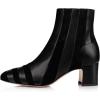 imageFSJ Women Chic Point Toe Mid Block Chunky Heel Patchwork Ankle Boots Trendy Side Zipper Winter Booties Office Party Dress Shoes Size 415 USBlack