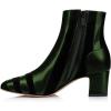imageFSJ Women Chic Point Toe Mid Block Chunky Heel Patchwork Ankle Boots Trendy Side Zipper Winter Booties Office Party Dress Shoes Size 415 USGreen