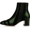 imageFSJ Women Chic Point Toe Mid Block Chunky Heel Patchwork Ankle Boots Trendy Side Zipper Winter Booties Office Party Dress Shoes Size 415 USGreen