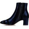 imageFSJ Women Chic Point Toe Mid Block Chunky Heel Patchwork Ankle Boots Trendy Side Zipper Winter Booties Office Party Dress Shoes Size 415 USNavy