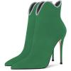 imageFSJ Women Chic Pointed Toe Stiletto High Heel Ankle Boots Elastic Pull On Party Dress Morden Ladies Shoes Size 415 USGreen