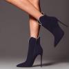 imageFSJ Women Chic Pointed Toe Stiletto High Heel Ankle Boots Elastic Pull On Party Dress Morden Ladies Shoes Size 415 USNavy