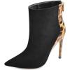 imageFSJ Women Fashion High Heel Ankle Boots Leopard Print Closed Pointed Toe Stilettos Zipper Warm Shoes Size 415 M USBlack Leopard
