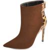 imageFSJ Women Fashion High Heel Ankle Boots Leopard Print Closed Pointed Toe Stilettos Zipper Warm Shoes Size 415 M USBrown Leopard