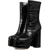imageFSJ Women Gorgeous Platform Ankle Boots Closed Round Toe Chunky High Heel Pull On Shoes Size 415 USBlack Crocodile