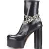 imageFSJ Women Gorgeous Platform Ankle Boots Closed Round Toe Chunky High Heel Pull On Shoes Size 415 USBlack Crystal
