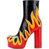 imageFSJ Women Gorgeous Platform Ankle Boots Closed Round Toe Chunky High Heel Pull On Shoes Size 415 USBlack Fire