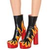 imageFSJ Women Gorgeous Platform Ankle Boots Closed Round Toe Chunky High Heel Pull On Shoes Size 415 USBlack Fire