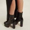 imageFSJ Women Gorgeous Platform Ankle Boots Closed Round Toe Chunky High Heel Pull On Shoes Size 415 USBlack Stars
