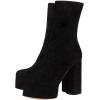 imageFSJ Women Gorgeous Platform Ankle Boots Closed Round Toe Chunky High Heel Pull On Shoes Size 415 USBlack Suede