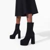 imageFSJ Women Gorgeous Platform Ankle Boots Closed Round Toe Chunky High Heel Pull On Shoes Size 415 USBlack Suede