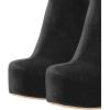 imageFSJ Women Gorgeous Platform Ankle Boots Closed Round Toe Chunky High Heel Pull On Shoes Size 415 USBlack Velvet