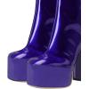 imageFSJ Women Gorgeous Platform Ankle Boots Closed Round Toe Chunky High Heel Pull On Shoes Size 415 USBlue Glossy