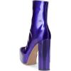 imageFSJ Women Gorgeous Platform Ankle Boots Closed Round Toe Chunky High Heel Pull On Shoes Size 415 USBlue Glossy